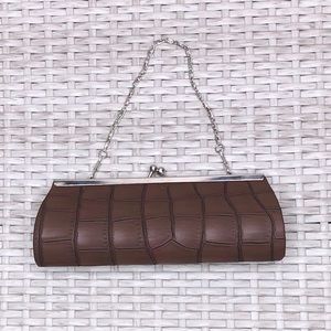 Clutch Brown Animal Skin Silver Accents New